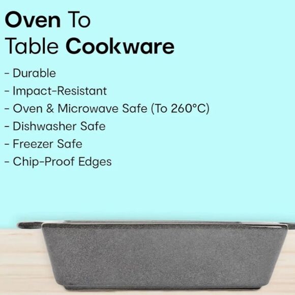 stoneware Square grey Marled glazed Baking Dish - Picture 6 of 7